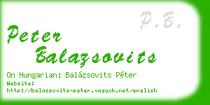 peter balazsovits business card